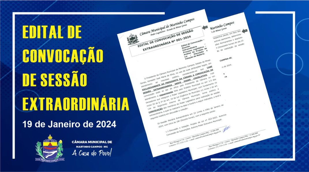 EDITAL DE CONVOCAÇÃO DE SESSÃO EXTRAORDINÁRIA