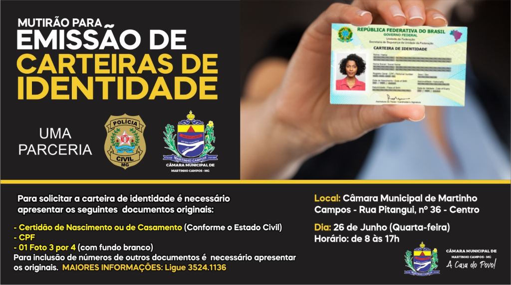 MUTIRÃO PARA EMISSÃO DE CARTEIRAS DE IDENTIDADE