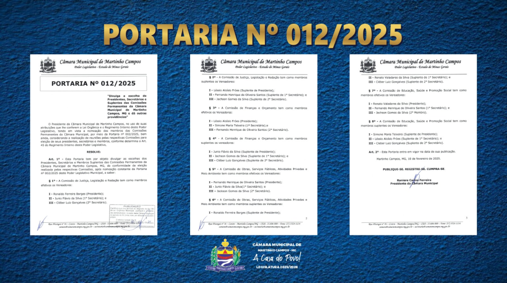 PRESIDENTES, SECRETÁRIOS E MEMBROS SUPLENTES DAS COMISSÕES PERMANENTES DA CÂMARA MUNICIPAL 