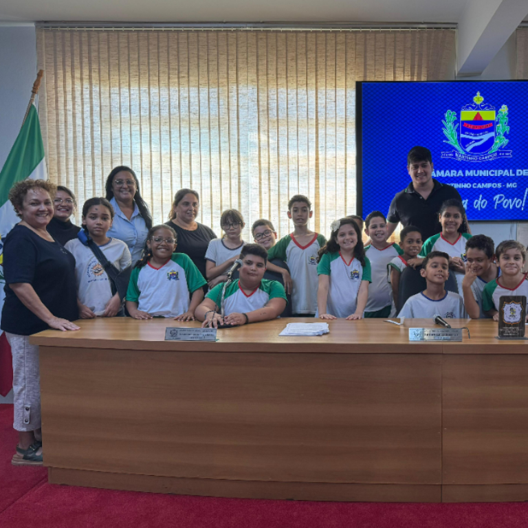 Estudantes de escola municipal participam de atividade educativa na Câmara de Martinho Campos