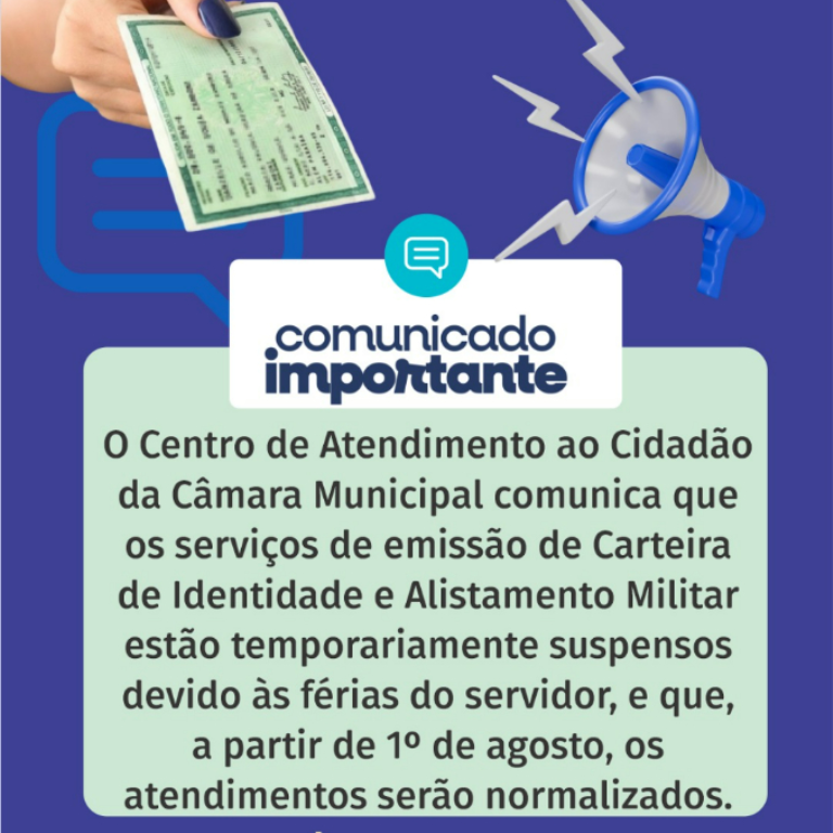 Serviço de emissão de Carteira de Identificação e Alistamento Militar está suspenso até 31 de julho