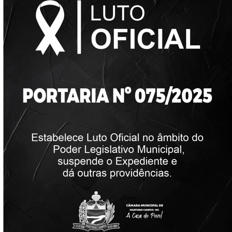 NOTA OFICIAL - Luto Oficial no âmbito do Poder Legislativo Municipal